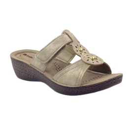 Papuci aurii Inblu GL086 cu velcro galben maro 1