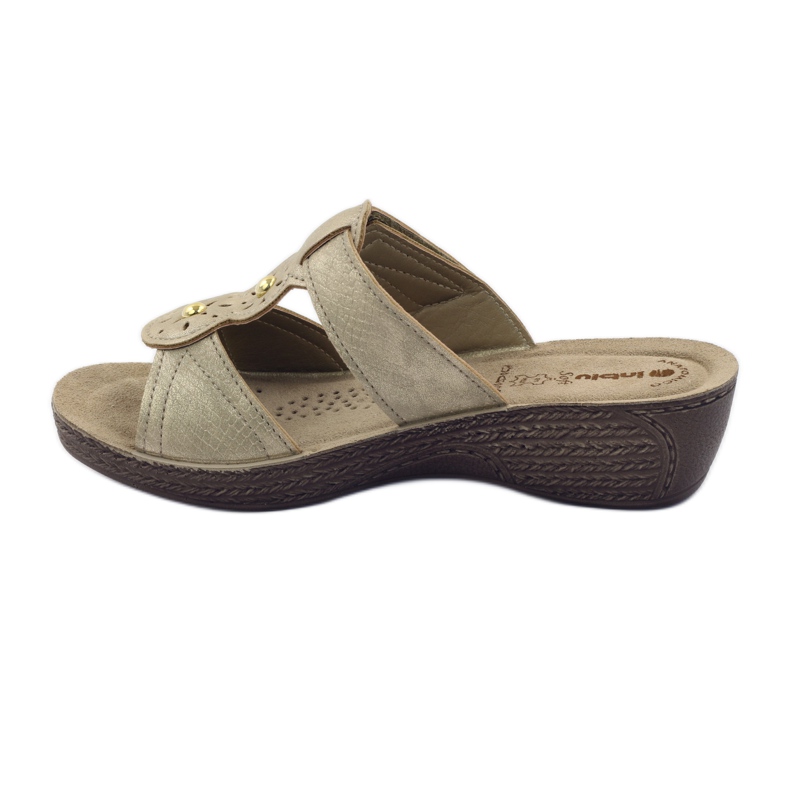 Papuci aurii Inblu GL086 cu velcro galben maro 2