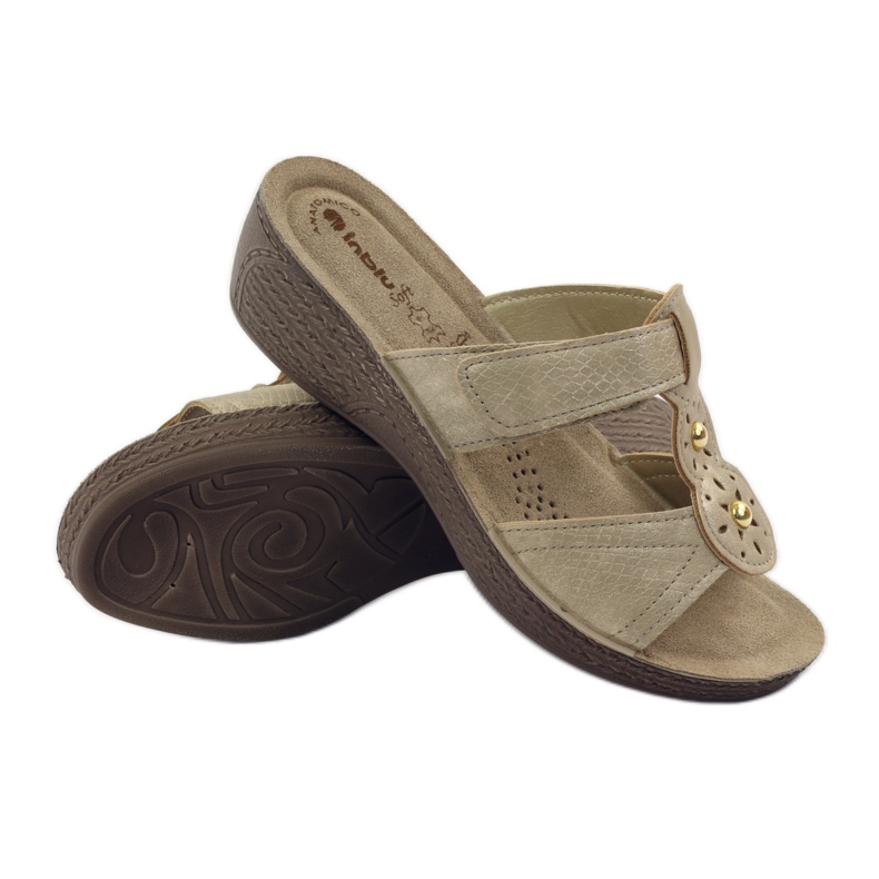 Papuci aurii Inblu GL086 cu velcro galben maro 3