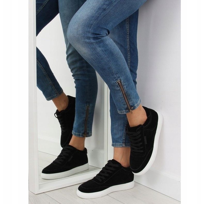 Adidași de damă din piele neagră NB171P Negru 2