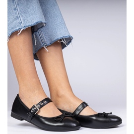 Balerinele pentru femei negre cu arc negru 1