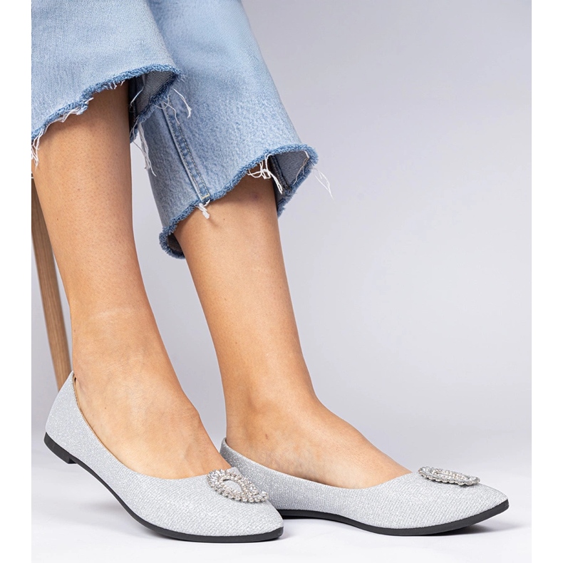 Balerine de sclipici pentru femei din argint cu zirconi 2