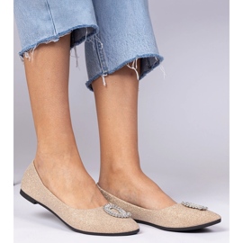 Ballerine cu sclipici de șampanie feminină cu zirconii de aur 1