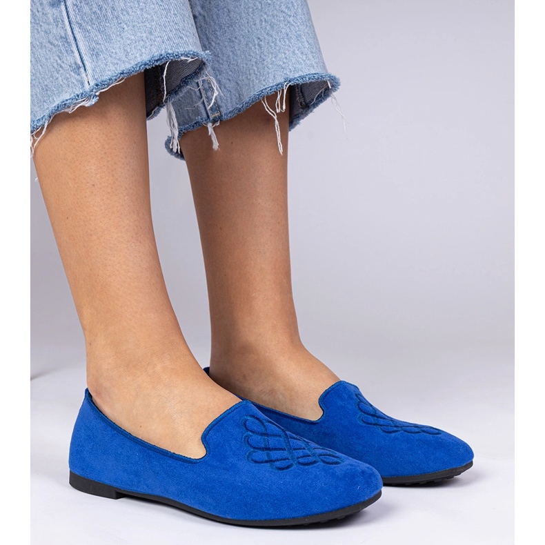 Ecosamul feminin albastru și balerinele de broderie 1