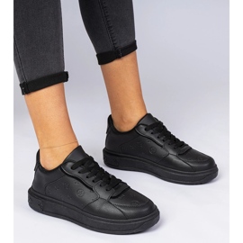 Adidași cu sporturi negre de la Eco -Leather negru 1 Adidași cu sporturi negre de la Eco -Leather negru 1