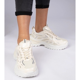 Adidași sportivi bej pe o talpă masivă 1