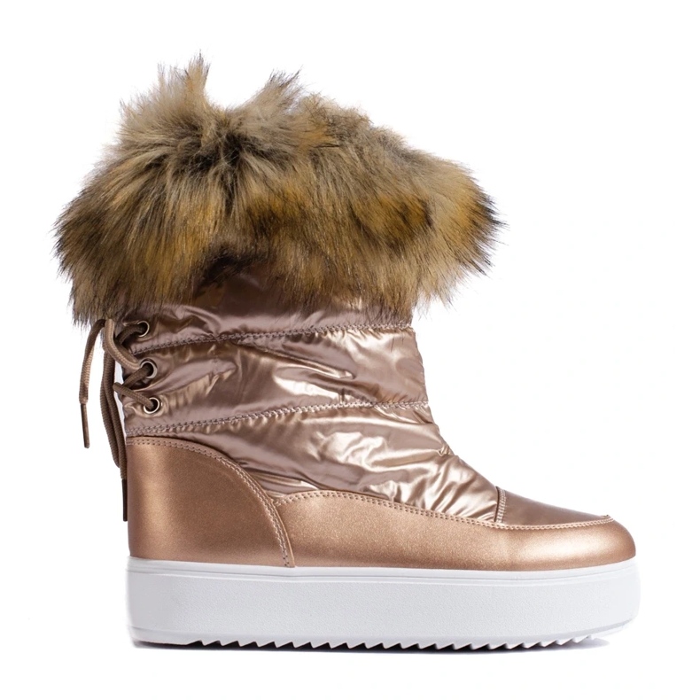 Cizme de zăpadă roz de damă Shelovet cu blană 2