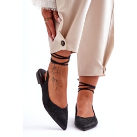 Balerine pentru femei decorate cu strasuri negre negru 4