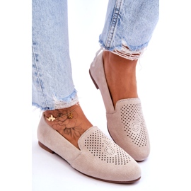 S.Barski Mocasini pentru femei din piele de piele din piele de piele bej 4 S.Barski Mocasini pentru femei din piele de piele din piele de piele bej 4