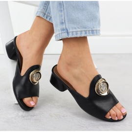 Papuci pe stâlp negru cu decorare Jezzi 214 1 Papuci pe stâlp negru cu decorare Jezzi 214 1