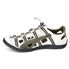 Olivier Pantofi pentru biciclete din piele masculină din piele 262kz alb cu verde 1