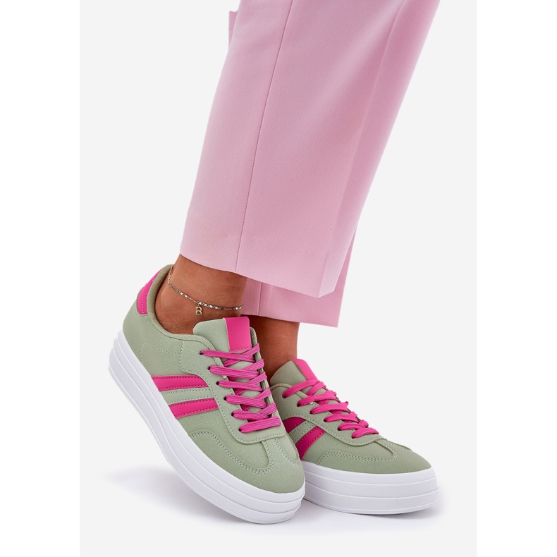 Adidași eleganți pentru femei pe platformă verde 1 Adidași eleganți pentru femei pe platformă verde 1