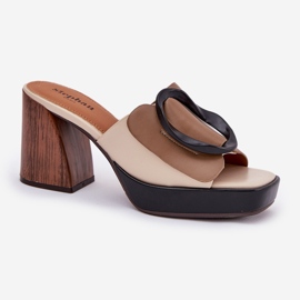 Flip -flops pentru femei cu un călcâi albastru închis bej 4