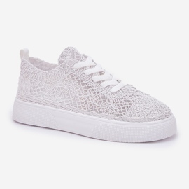 Adidaje împletite pentru femei pe platformă Alb 4