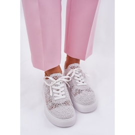 Adidaje împletite pentru femei pe platformă Alb 5