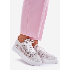 Adidaje împletite pentru femei pe platformă Alb 1