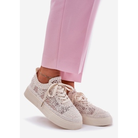 Adidașii pentru femei Blaci pe platformă ușoară bej 1