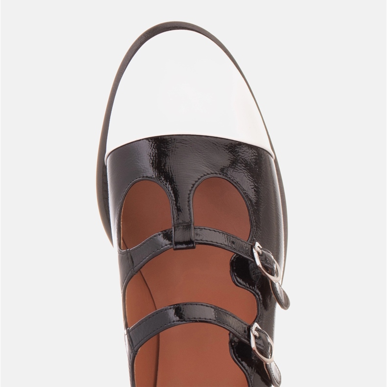 Marco Shoes Balerinele pentru femei pictate cu un deget alb negru 1