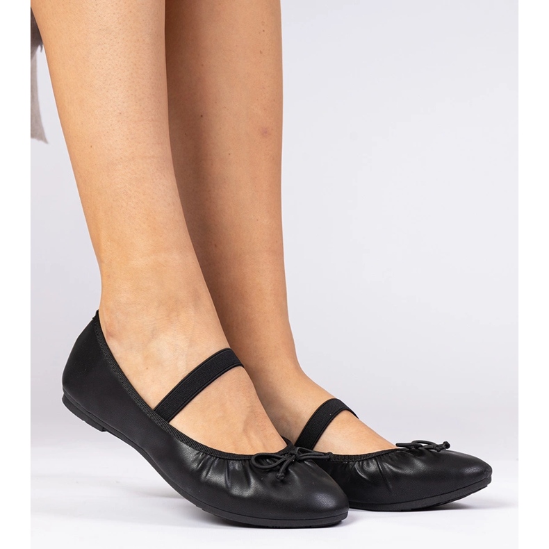 Balerinele pentru femei negre cu arc negru 1