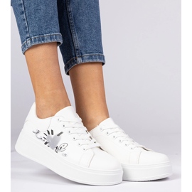 Adidași albi adidași sport pentru femei cu tipărire 1