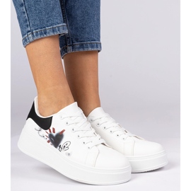 Adidași albi și albi adidași sport pentru femei cu tipărire 2