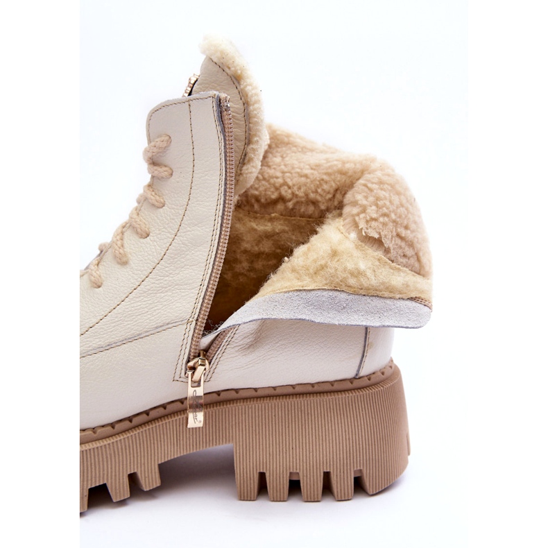 Cizme de piele din piele pentru femei Cizme cremă lemar alb 2