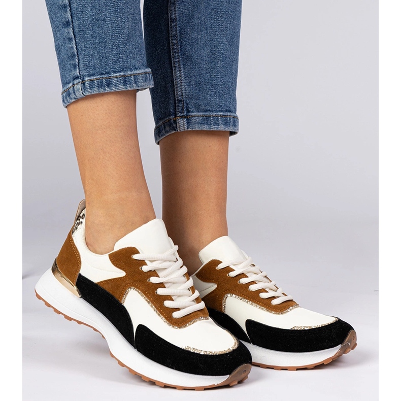 Adidași albi și albi pentru femei cu sclipici 2