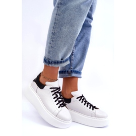 Lemar Pantofi sport din piele pentru femei pe platforma albă 1