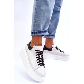 Lemar Pantofi sport din piele pentru femei pe platforma albă 2