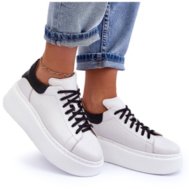 Lemar Pantofi sport din piele pentru femei pe platforma albă 5