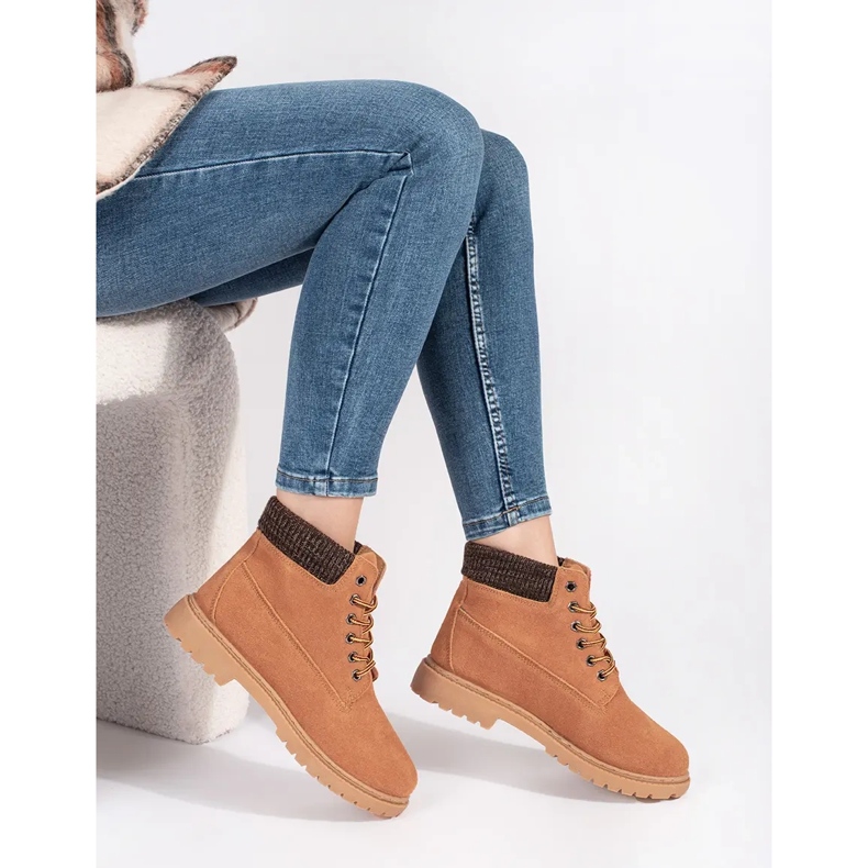 Original Walkman Shoes Trappers din piele de cămilă maro 2