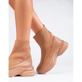 Seastar Cizme slip-on cu șosetă maro 2