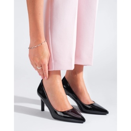Pompe de dama clasice Shelovet cu toc inalt lacuit negru 1