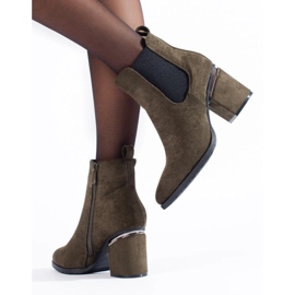 Botine de piele intoarsa verde inchis de la Vinceza 2