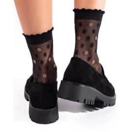 Mocasini Shelovet din piele intoarsa cu talpa groasa negru 2