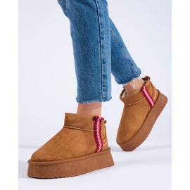 Cizme de zapada dama Shelovet din piele intoarsa camel maro 2