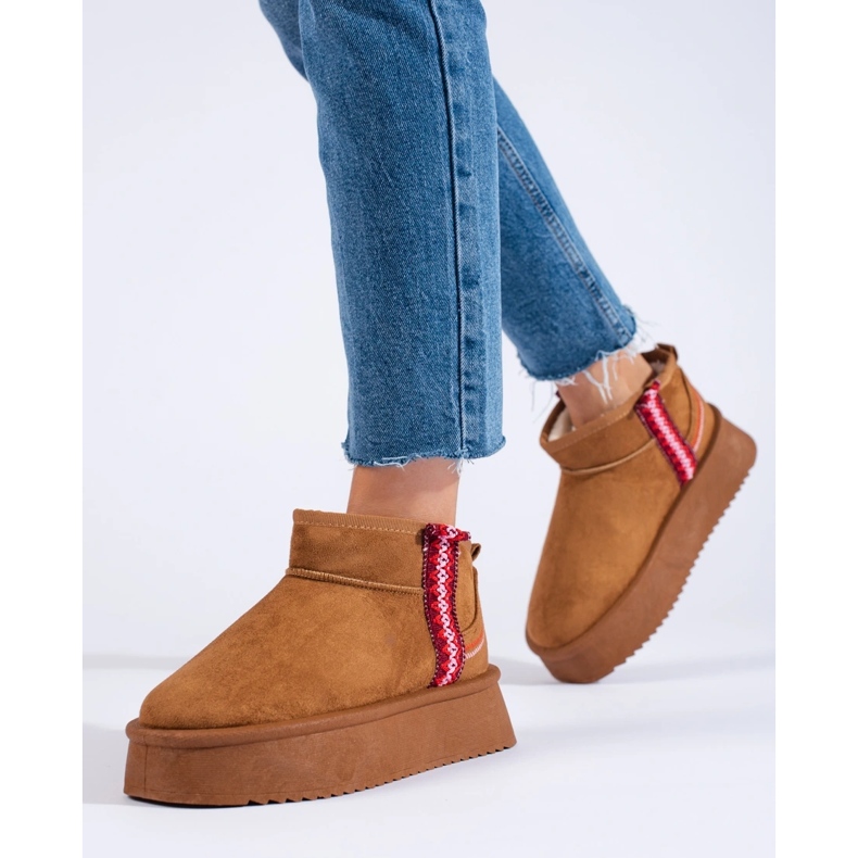 Cizme de zapada dama Shelovet din piele intoarsa camel maro 2