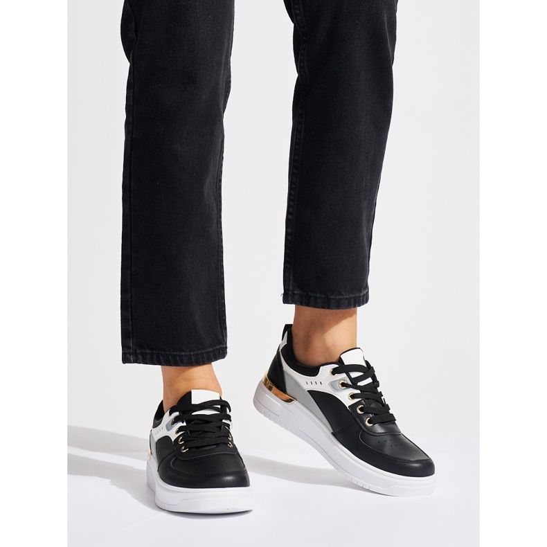 Pantofi sport cu platforma neagra negru 1