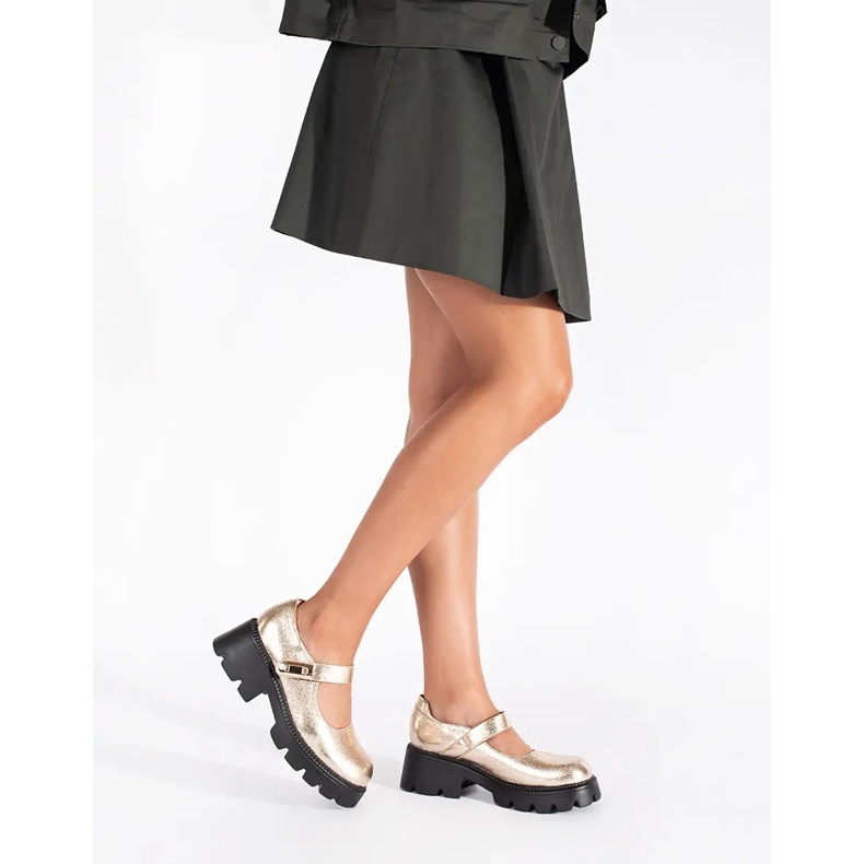 Pantofi de dama aurii cu platforma de aur 2