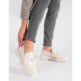 Seastar Mocasini de dama bej pe platforma 1