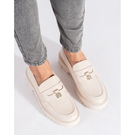 Seastar Mocasini de dama bej pe platforma 2