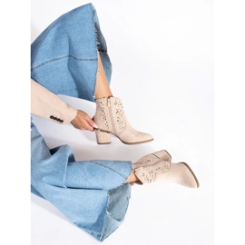 Seastar Cizme cowboy ajurate de damă bej 2