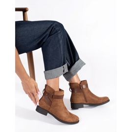 Botine de damă din piele intoarsa maro 2