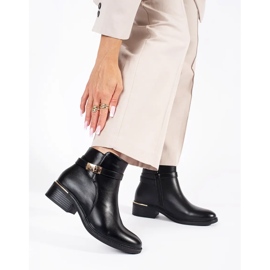 Botine de dama negre cu elemente aurii negru 1