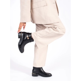 Botine de dama negre cu elemente aurii negru 2