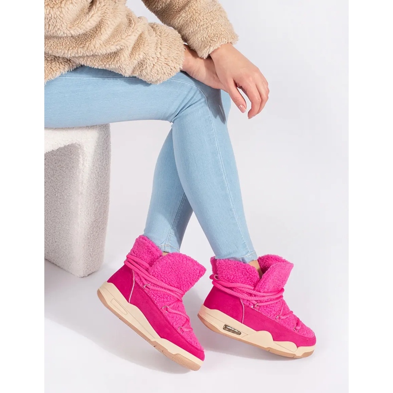 Seastar Cizme de zapada de dama roz cu talpa groasa 2