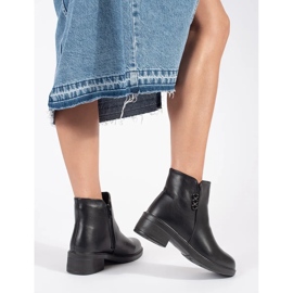 Botine clasice negre de damă cu toc joasă negru 2