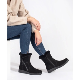 Cizme de damă din piele neagră izolată cu blană de la Sergio Leone negru 1