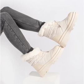 Seastar Cizme de zapada dama bej cu blana pe platforma 2