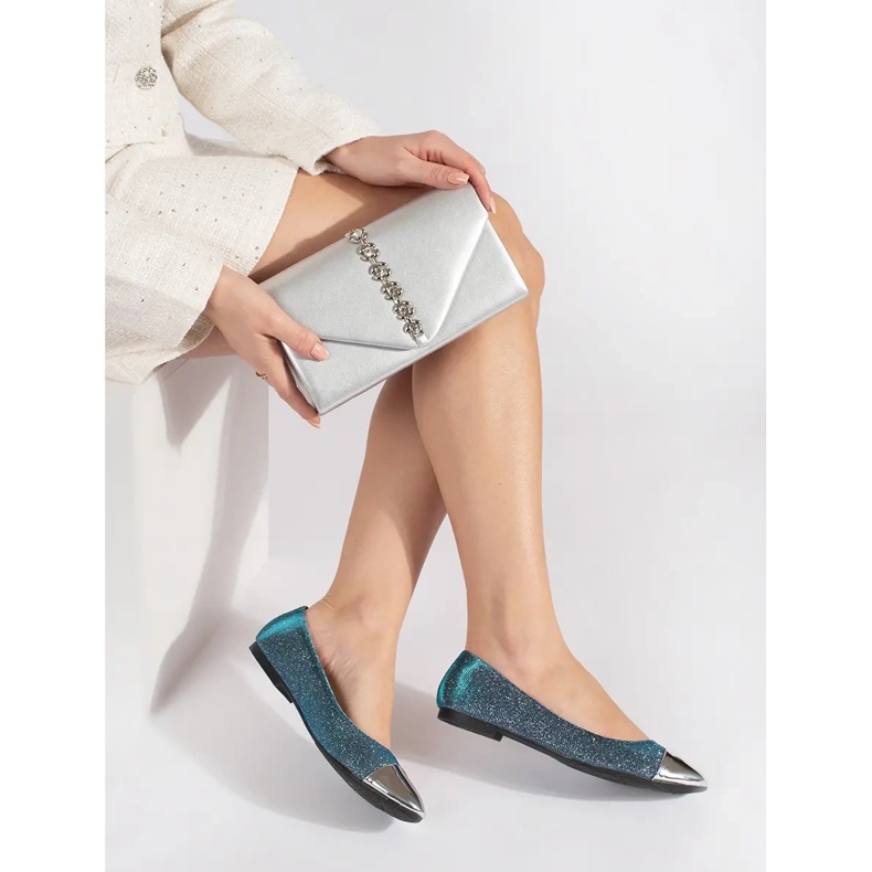 Balerini albaștri strălucitori cu vârf argintiu albastru 1